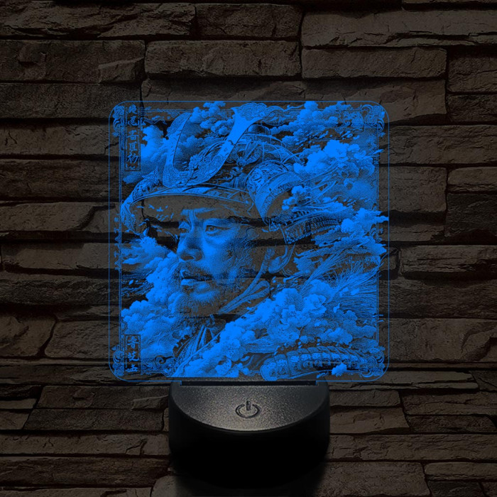 Szamuráj legenda 7 színű, valósághűen gravírozott 3D led lámpa