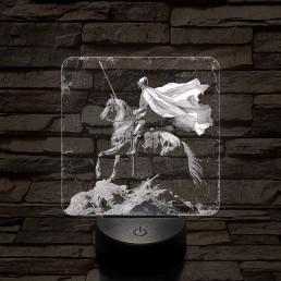 Délceg lovag 7 színű, valósághűen gravírozott 3D led lámpa