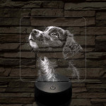 Kölyök Border Collie portré 7 színű valósághű 3D led lámpa