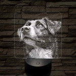 Ausztrál Juhászkutya portré 7 színű valósághű 3D led lámpa