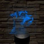 Törpe schnauzer portré 7 színű valósághű 3D led lámpa