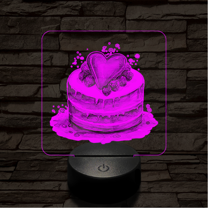 Szerelem torta  7 színű valósághű 3D led lámpa