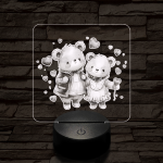 Édes szív macik 7 színű valósághű 3D led lámpa