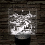 Meghitt falu a hóesésben 7 színű valósághű 3D led lámpa