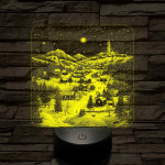 Meghitt falu a hóesésben 7 színű valósághű 3D led lámpa