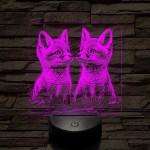 Édes rókakölykök 7 színű valósághű 3D led lámpa