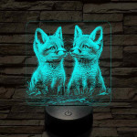 Édes rókakölykök 7 színű valósághű 3D led lámpa