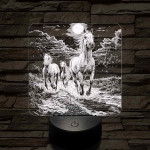 Vizen vágtázó lovak 7 színű valósághű 3D led lámpa
