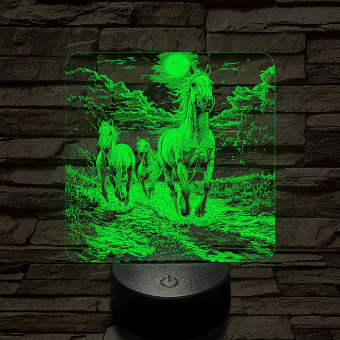 Vizen vágtázó lovak 7 színű valósághű 3D led lámpa