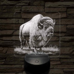 Tiszteletet parancsoló bölény 7 színű valósághű 3D led lámpa