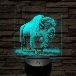 Tiszteletet parancsoló bölény 7 színű valósághű 3D led lámpa