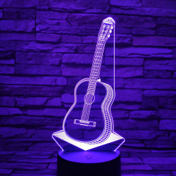 Gitár 3D 7 színű led lámpa