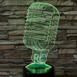 Mikrofon Retro 7 színű 3D led lámpa