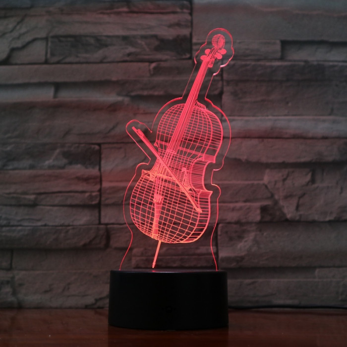 Cselló 7 színű 3D led lámpa