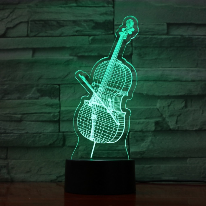 Cselló 7 színű 3D led lámpa