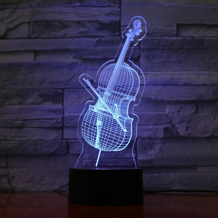 Cselló 7 színű 3D led lámpa