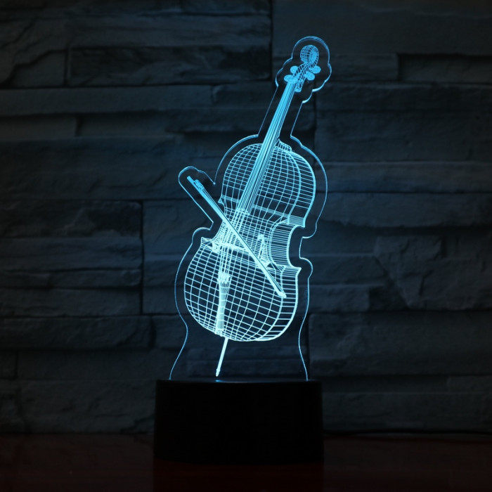 Cselló 7 színű 3D led lámpa