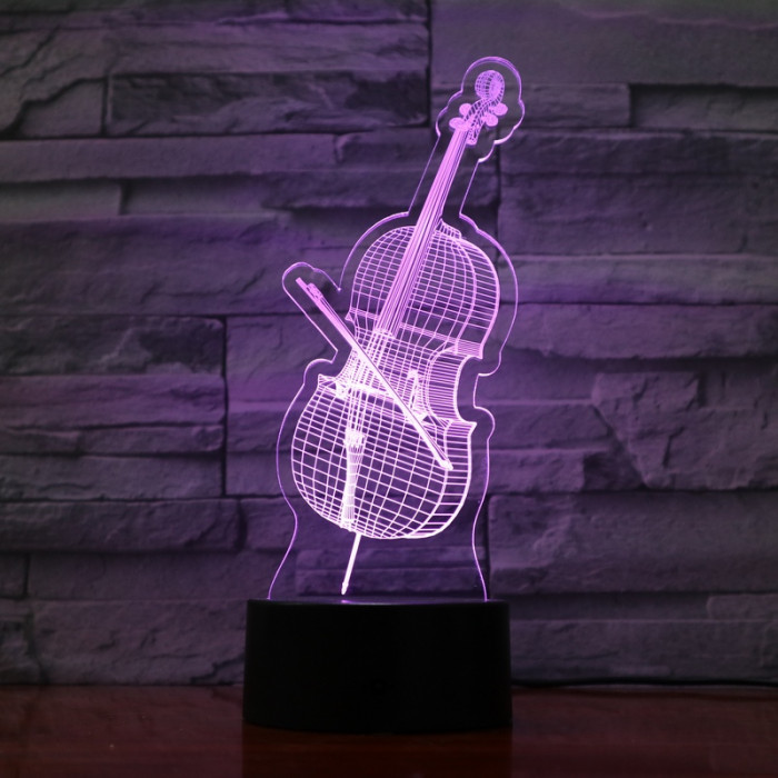 Cselló 7 színű 3D led lámpa