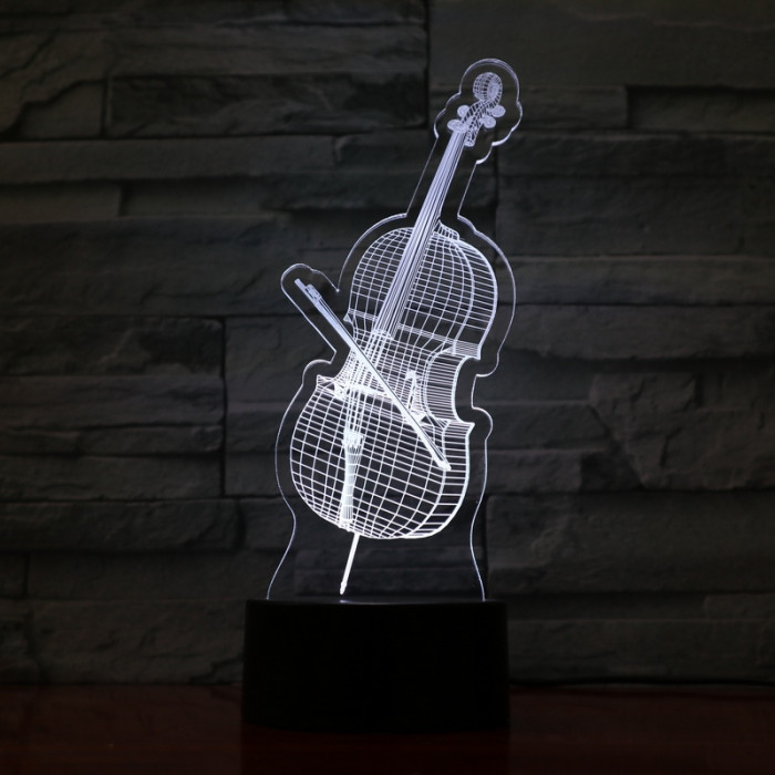 Cselló 7 színű 3D led lámpa
