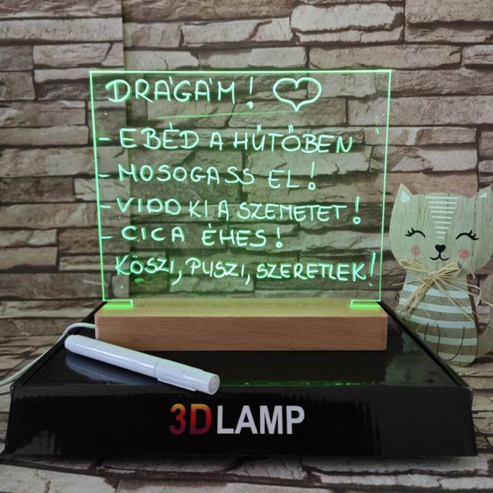 Írható, Üzenő, Rajzolható 23*23 cm LED tábla